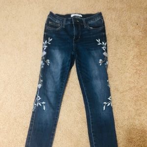 Embroidered Navy Blue Skinny Jeans Size 1 Juniors